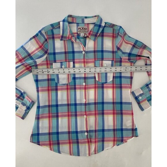 Old Navy Women’s Plaid Lightweight Collared Button Up Blouse Sz Medium - Picture 10 of 10